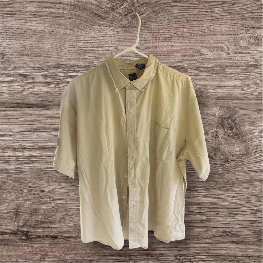 Basic Editions Tan Casual Button Down Shirt